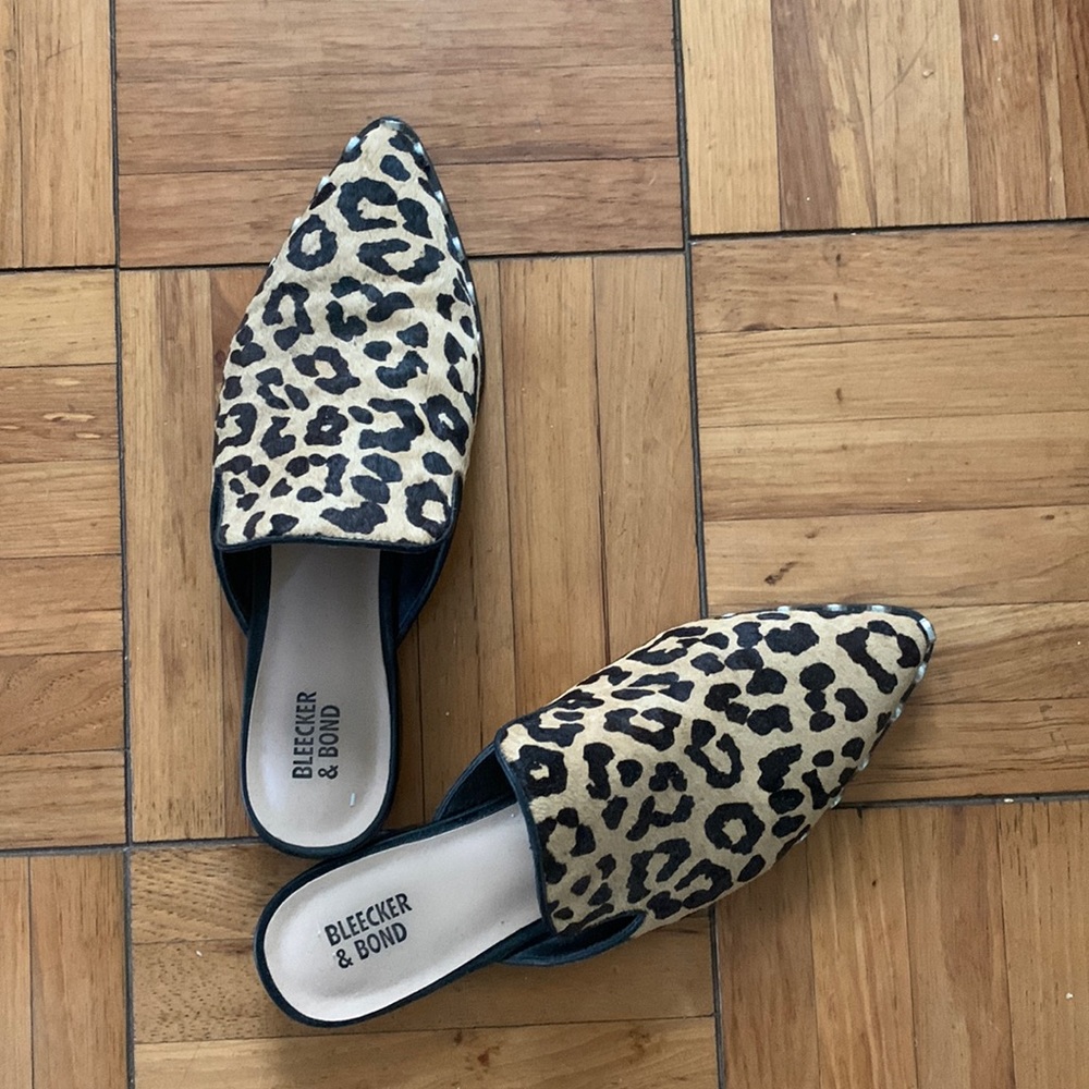 Bleecker and Bond leopard mules